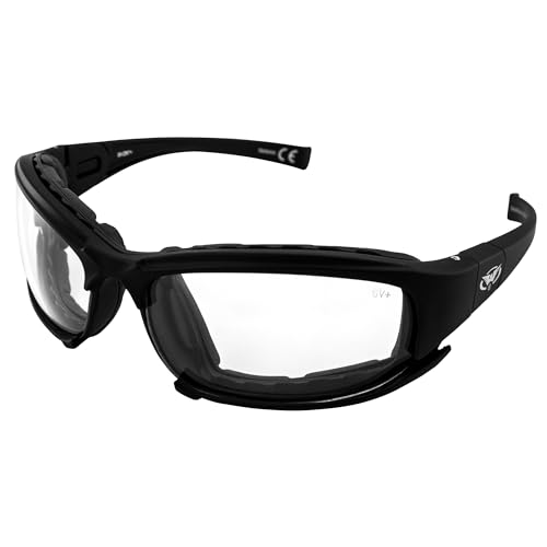 Global Vision Assault Motorcycle Sunglasses Safety Glasses ANSI Z87.1 Convertible to Goggles Black Frame w/Clear Lens