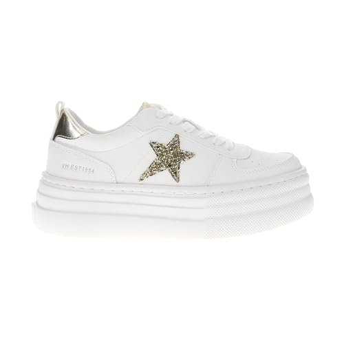 VINTAGE HAVANA Womens Hunter Glitter Platform Lace Up Sneakers Shoes Casual - Gold