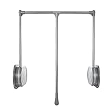 Zruyeui Kleiderlift, 734-1114mm Kleiderschrank Lifter Starke Tragfähigkeit 20KG, Teleskop-Bügel Storage System, platzsparend,734-1114mm,Silver