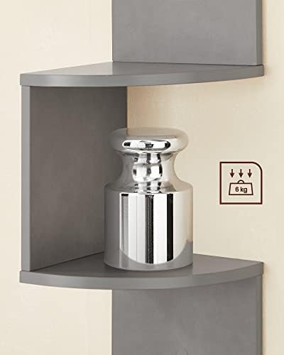 VASAGLE Corner Shelf, 5-Tier Floating Wall Shelf with Zigzag Design, Bookshelf, Grey LBC020T49