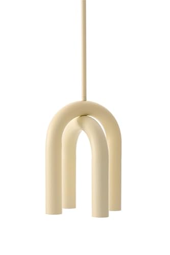 MY Furniture Harmon Pendant Light – Modern Ceiling Light Fixture – Ivory Powder Coated Curved Steel Design– Elegant Statement Lighting for Kitchen Island, Dining Room, or Living Space
