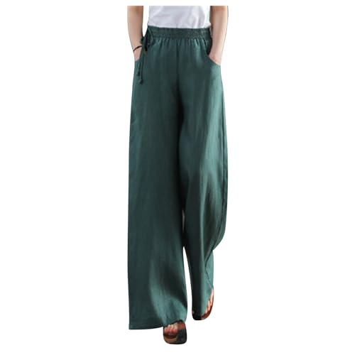 Wide Leg Linen Pants for Women Summer Drawstring Beach Pants Loose Lounge Palazzo Trouser Beach Trousers Outfits