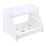 TEMPNAP Praktisches 2 lagiges Kosmetikregal aus Kunststoff mit Glatter Politur Weiß als Badezimmerschrank Organizer für Kosmetische Lagerung und Pinselhalterung