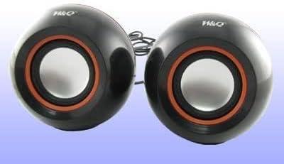 Ruilogod 3.5mm USB 2.0 Black Mini Round Mp3 Mp4 Computer Speaker Box