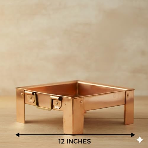 Image of Copper Hawan Kund for Home Pooja | ASHT Kamal Design Havan Kund | Premium Copper Homa Kundam for Havan & Homam Rituals. (12 INCHES)
