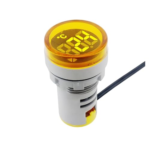 交流電圧表示デジタルLED電圧計 丸型AC温度表示灯 -20~199℃ ミニLEDデジタル温度計 AD101-22TM(Yellow)