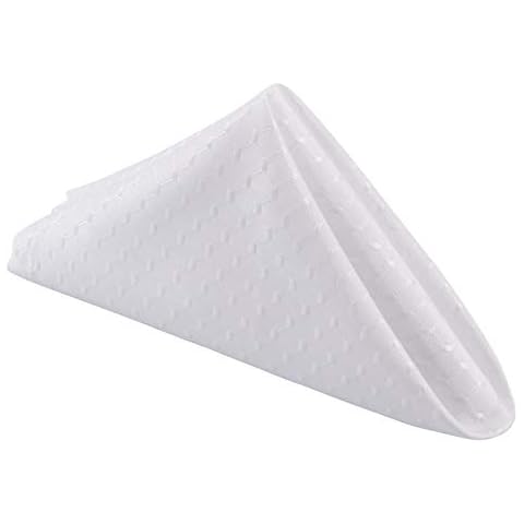 ColorBird Elegant Waffle Jacquard Cloth Napkins 17 x 17 Inch Washable Dinner Napkins Water Resistant Spillproof Polyester Fabric Table Napkins for Weddings Parties Banquets(Set of 4, White) Cover