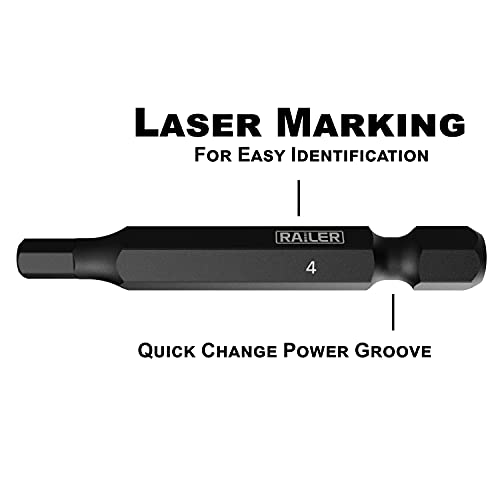 Railer 20-Pc Hex Head Allen Wrench Screwdriver Sae & Metric Hex Bit Set. S2 Steel Impact Driver 2" Hex Bits For Ikea Furniture Assembly #TOP2