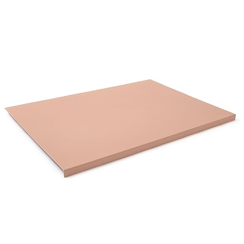 Eglooh - Adamantis - Protector Mesa Escritorio en Cuero Real Rosa Pálido cm 70x50 - Diseño Moderno, Antideslizante, Estructura Interna en Acero con Perfil Frontal en Forma de L - Made in Italy