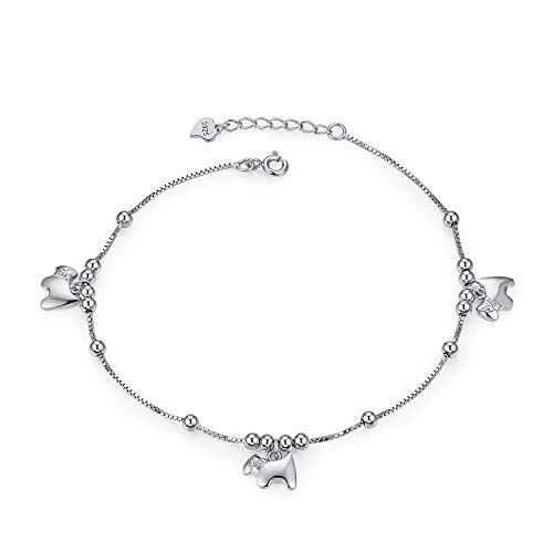 Abiguell Damen Schmuck, Anhänger Fußkette längenverstellbar Damen-Fußkettchen, 925er Sterlingsilber, Schmuck mit Etui, Weiß Cover