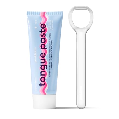 Pinkform Tongue Cleansing Kit - Next-Gen Tongue Scraper + Tongue Paste™ - New Tongue Cleanser Instantly Lifts-Away Grime - Made in UK