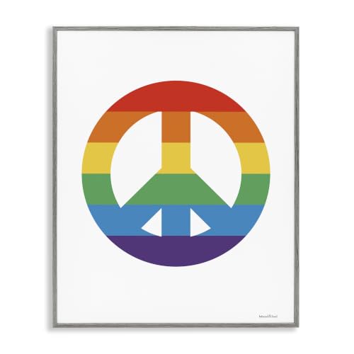 'Rainbow Striped Peace Sign Retro Pride Symbol'| Framed Giclee Art