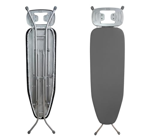 Mesa de Planchar Tabla para Plancha de Vapor Universal Ajustable para Diestros y Zurdos, No se Desliza, Plegable Color Gris. 110x33cm + Reposa planchas metálico con Puntos de Silicona