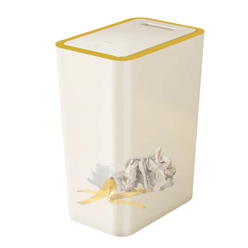 Basura de 15 litros con tapa - para reciclaje de cocina, basura negra y gris | Contenedores de basura impermeables para exteriores con tapa bloqueable