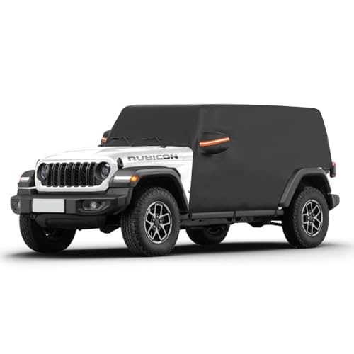 Carforu Cab Cover Compatible with Wrangler JK JL Unlimited 4 Doors 2007-2025 Wrangler Cover Waterproof All Weather Rain Cover Windproof Car Cover