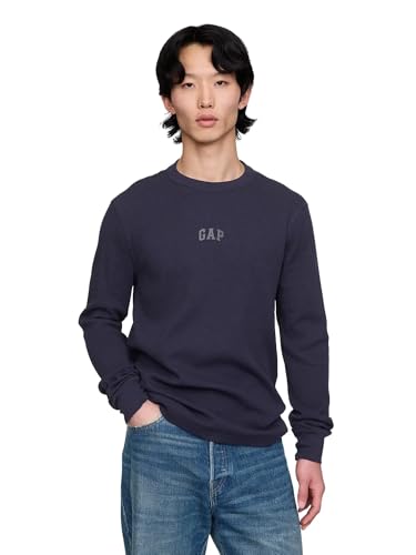 GAP Men's Long Sleeve Logo Waffle Crewneck Tee T-Shirt