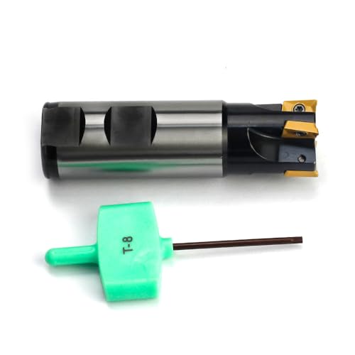 Image of OSCARBIDE Indexable End Mill 1 inch Shank 1 inch Dia,3-1 /2 inch Length 4 Flutes | 90 Square Shoulder | 4 APKT11T3 Inserts Included | Durable for Steel & Cast Iron | Smooth Finishing | Long Tool Life