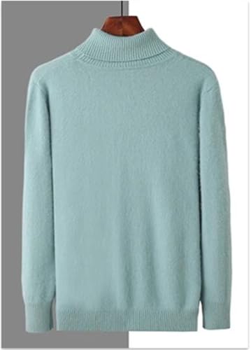 Men's Mink Pullover Sweater Solid Color Thick Warm Knitted Long Sleeve Turtleneck Jumper Tops3