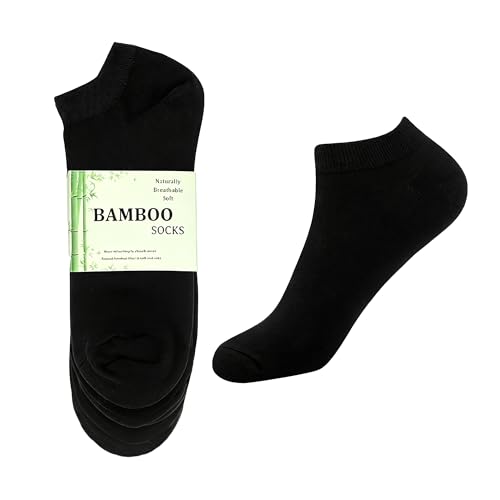 Image of WeciBor Men's Black Bamboo Trainer Socks, 6 Pairs Breathable Soft Seamless Low Cut Ankle Socks for Casual Sports Running Gym | Moisture Wicking, Non-Binding | UK Size 7-12