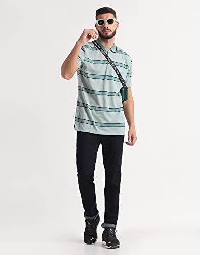 Image of INKKR Striped Men Polo Neck Half Sleeve T-Shirt