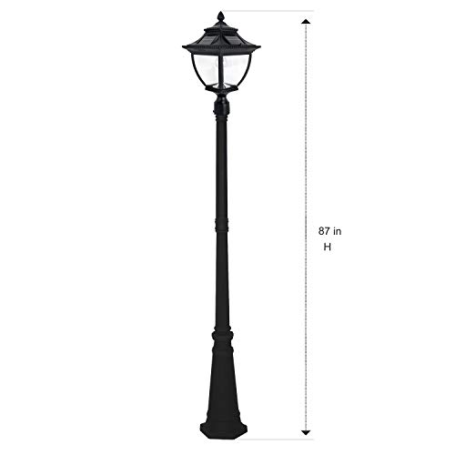 GAMA SONIC Pagoda Bulb Solar Lamppost with Single Head Lamp, Outdoor Light Fixture, 87