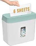 6 Sheet Cross Cut Paper Shredder: Compact Shredder for Home & Small Office Use, 3 Mins On Shreds Credit Cards, Staples, and Clips, Portable Handle Design, 8L Bin (OS403)