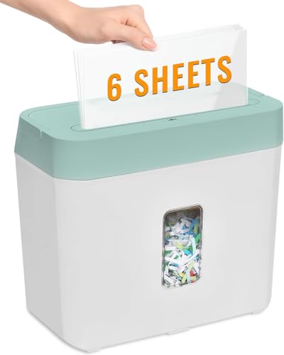 VidaTeco 6 Sheet Cross Cut Paper Shredder: Compact Shredder for Home & Small Office Use, 3 Mins On Shreds Credit Cards, Staples, and Clips, Portable Handle Design, 8L Bin (OS403)