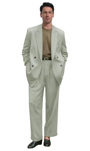 Casual Mens Suit Regular Fit 2 Piece Suits for Men Double Breasted Men's Suits Peak Lapel Tuxedo for Wedding