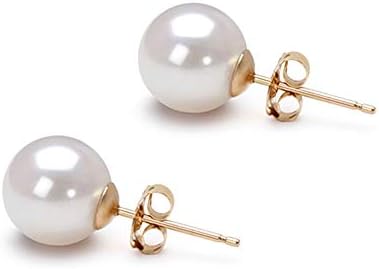 Orien JewelryJapanese Akoya Cultured Pearl Earrings Stud AAA Graded 5-10mm White Stud Earrings for Women with Sterling Silver Settings and Jewelry Gift Box - Orien Jewelry