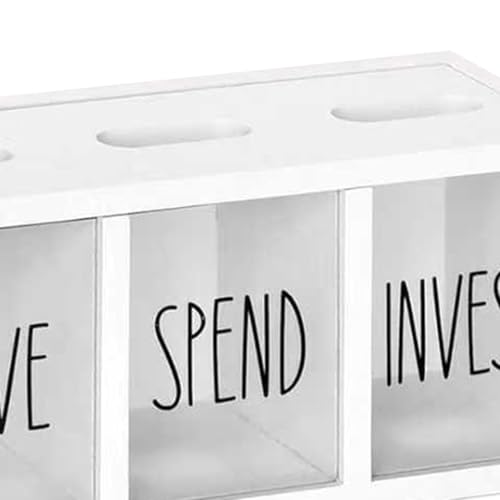 Hucha para niños transparente de pared con 4 compartimentos para organizar monedas y billetes 8