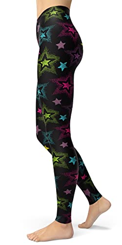 Image of sissycos Women's 80s Leggings Neon Artistic Splash Printed Buttery Soft Stretchy Pants