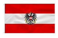 Österreichische Flagge mit adler 90 x 150 cm - Österreich Flagge Polyester leuchtenden Farben mit Messing-Ösen Austrian flag
