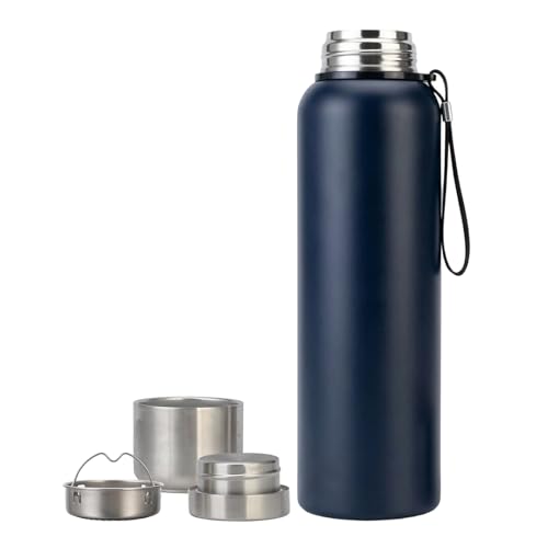 XUDREZ 1.5L Vacuum Insulated Stainless Water Bottle, Large Metal Bottle Flasks BPA Free, Non-Leak Sports Drinks Bottle for Running, Gym, Cycling (Dark Blue)