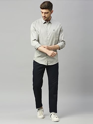 Image of Thomas Scott Men's | Solid | Full Sleeve | Slim Fit | Cotton Blend | Spread Collar | Casual Shirt