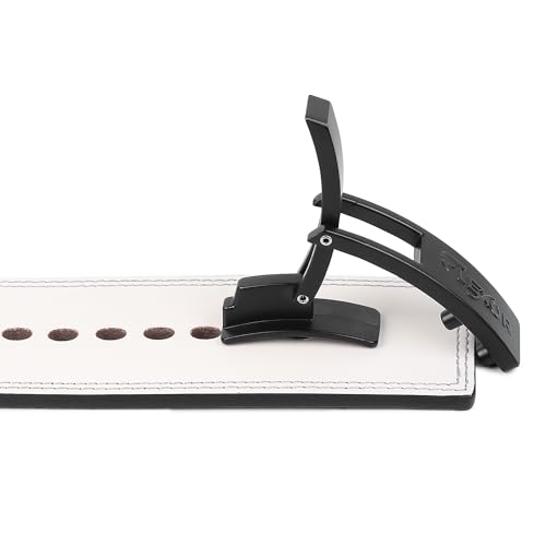 Image of Flexor Powerlifting Adjustable Lever Belt | 10mm Premium Leather | Micro-Adjust Lever Buckle | Powerlifting, Powerbuilding, Bodybuilding & Gym Training Belt for Squat & Deadlift (Men & Women) (White, S)