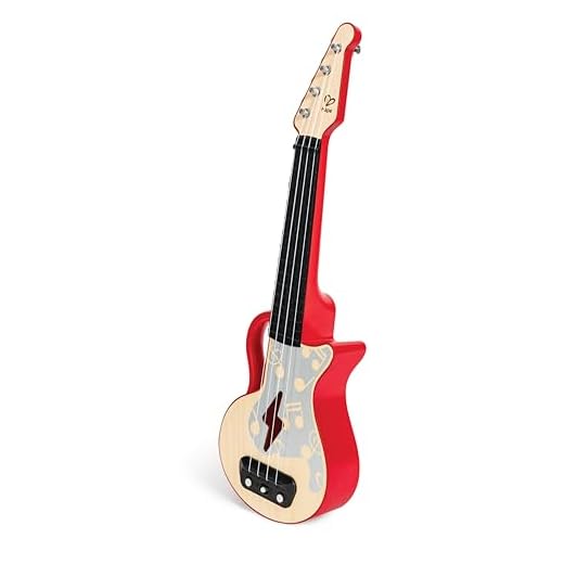 Hape Elektrische Ukulele mit stimmbaren Saiten und Führungslichtern, Lernspielzeug mit LED-Licht & Band-Modus, Musik-Instrument für Kinder ab 3 Jahren