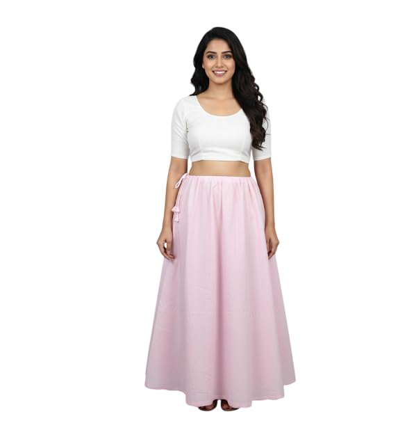 kiae Petticoat for Saree Cotton Women Dress, Inskirt Comfortable Readymade Saree Petticoat for Women Nighty with Adjustable Drawstring, Long Underskirt for Women-picture-43