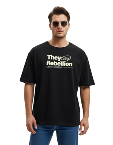 Image of Cotton Blend Oversized Baggy Fit Drop Shoulder Round Neck Graphic Printed Half Sleeve T-Shirt Combo for Men (Pack of 3)