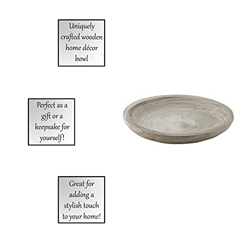 Santa Barbara Design Studio Wood Bowls TableSugar Hand Carved Paulownia Wood Serving Bowl, Large, Grey