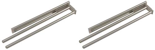 Porte-torchon coulissant pour cuisine et salle de bain avec 2 bras - Finition aluminium