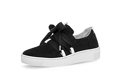 Gabor Damen Low-Top Sneaker, Frauen Halbschuhe,schnürschuhe,schnürer,straßenschuhe,Strassenschuhe,Sportschuhe,schwarz/Weiss(Ice),39 EU / 6 UK