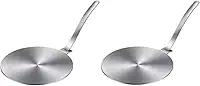 Kit Com 02 Chapas Adaptador De Fogão De Indução 20cm Em Aço Inox Premium Resistente Aceita Qualquer Tipo De Panela E Fogão