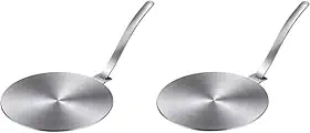 Kit Com 02 Chapas Adaptador De Fogão De Indução 20cm Em Aço Inox Premium Resistente Aceita Qualquer Tipo De Panela E Fogão