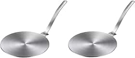 Kit Com 02 Chapas Adaptador De Fogão De Indução 20cm Em Aço Inox Premium Resistente Aceita Qualquer Tipo De Panela E Fogão
