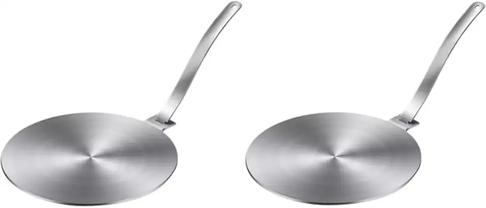 Kit Com 02 Chapas Adaptador De Fogão De Indução 20cm Em Aço Inox Premium Resistente Aceita Qualquer Tipo De Panela E Fogão