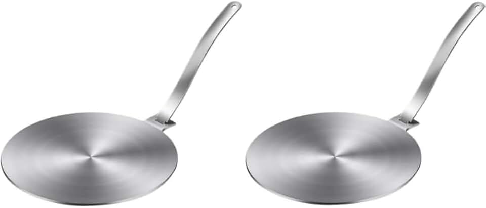Kit Com 02 Chapas Adaptador De Fogão De Indução 20cm Em Aço Inox Premium Resistente Aceita Qualquer Tipo De Panela E Fogão