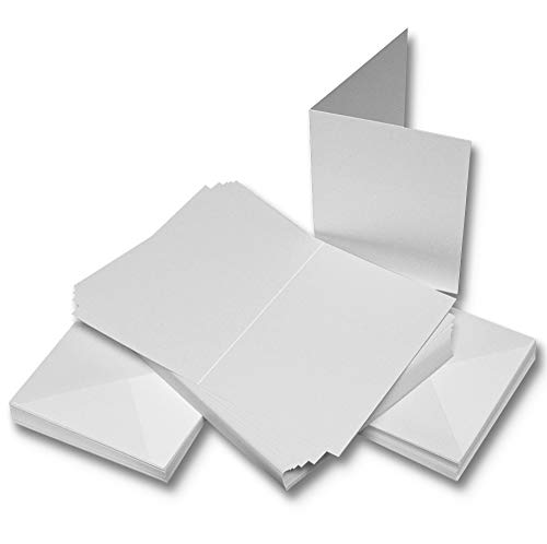 Craft UK 2380 Premium 40, 300 GSM 5x5 White Card & Envelopes, White 300 GSM