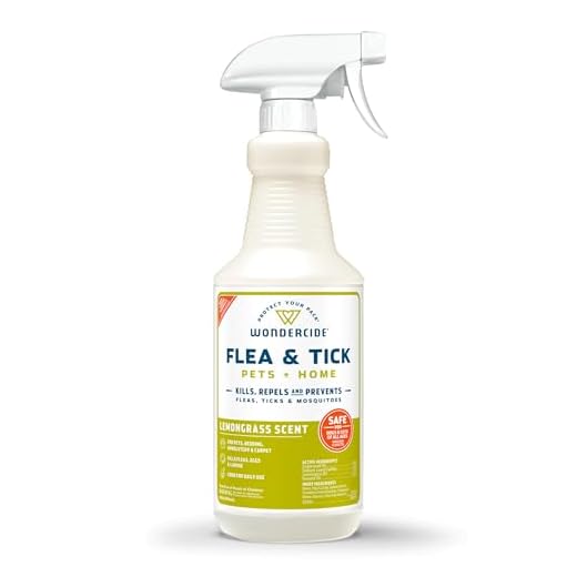 Wondercide - Flea, Tick and Mosquito Spray for Dogs, Cats, and Home - Flea and Tick Killer, Control, Prevention, Treatment - with Natural Essential Oils - Pet and Family Safe - Lemongrass 32 oz