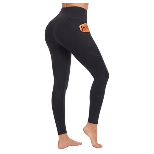 DDOBB Sport Leggings Damen Mit DREI Taschen Bauchweg Leggins Wasserdicht Sporthose High Waist Blickdichte Lang Po Push Up Yoga Hosen