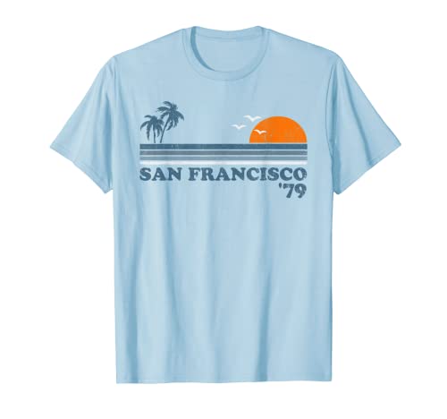 Regalo vintage de los 70 de San Francisco California Beach Retro Surf Camiseta